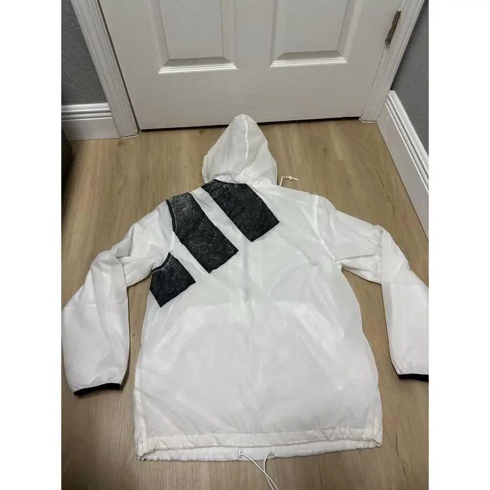 Adidas Windbreaker Jacket Men’s Size M Half Zip Pullover White Adidas Equipment
